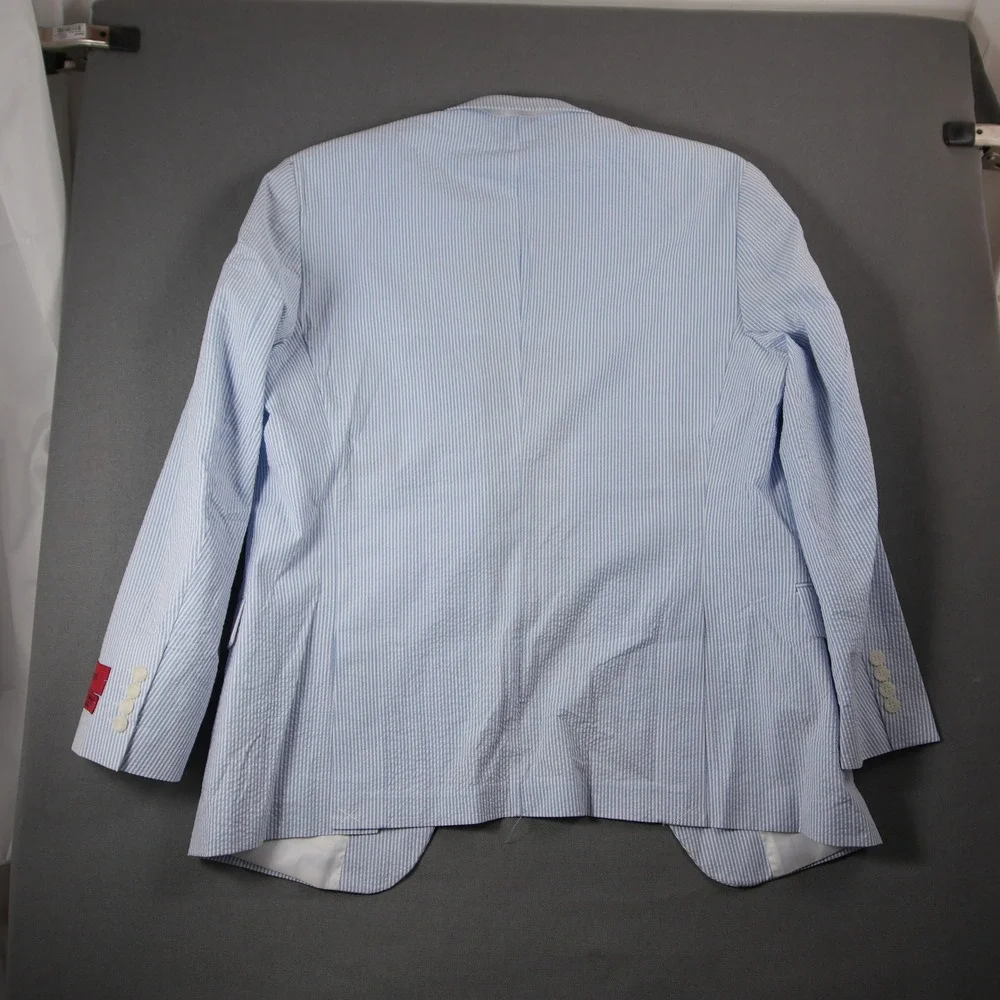 Super 140s Seersucker Striped Men Blazer R44 Resort Coastal Derby Ivy Emigre
